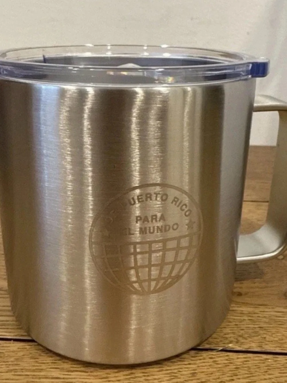 Stainless Steel Insulated Coffee Mug with Clear Lid - Silver